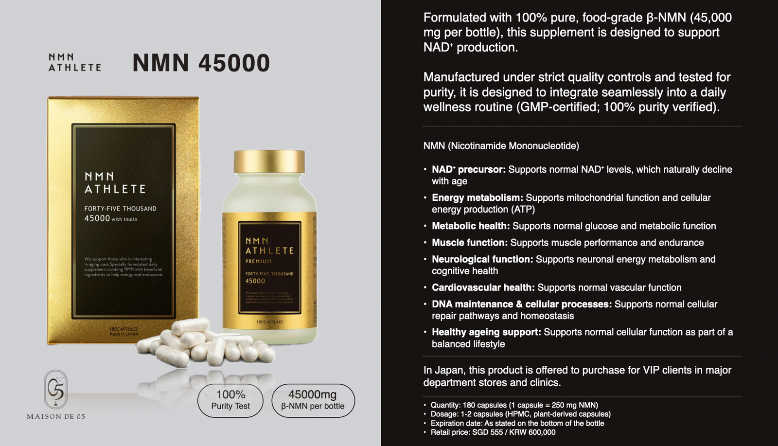 NMN Athlete 45000 100% Purity | Premium Japanese NMN Supplement